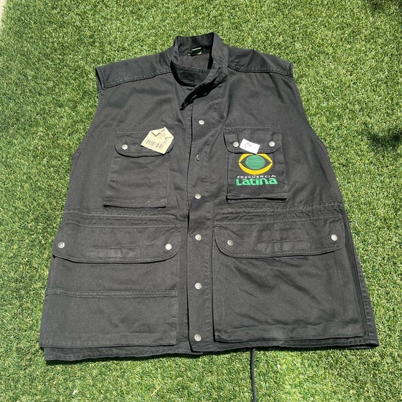 VTG 90s Latina TV Peru Black Outerwear Vest - Picture 3 of 6